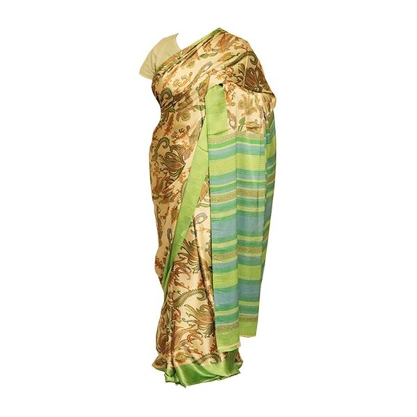 Ethnic Green Satin Saree